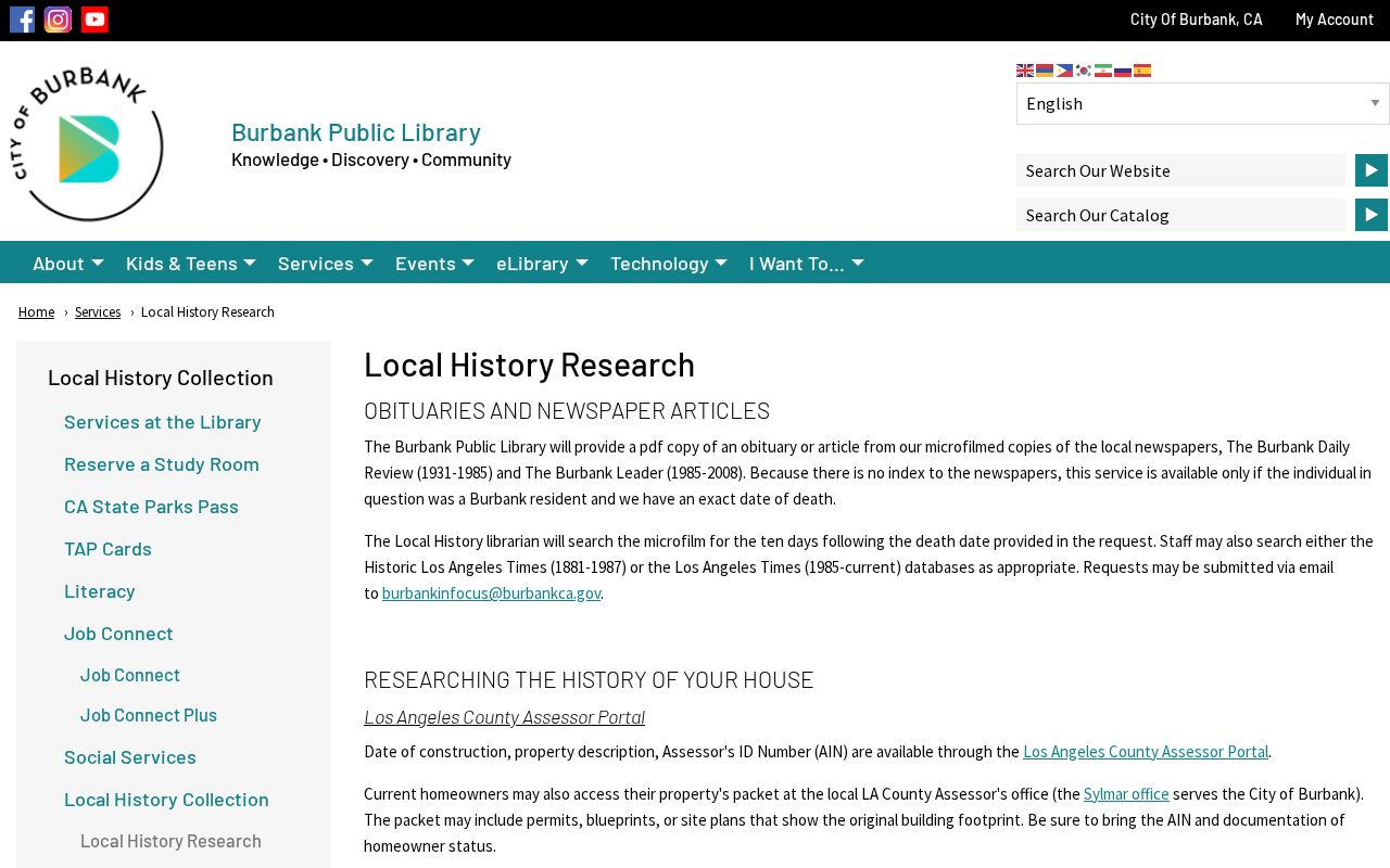 Burbank city directory view of the local history research collection