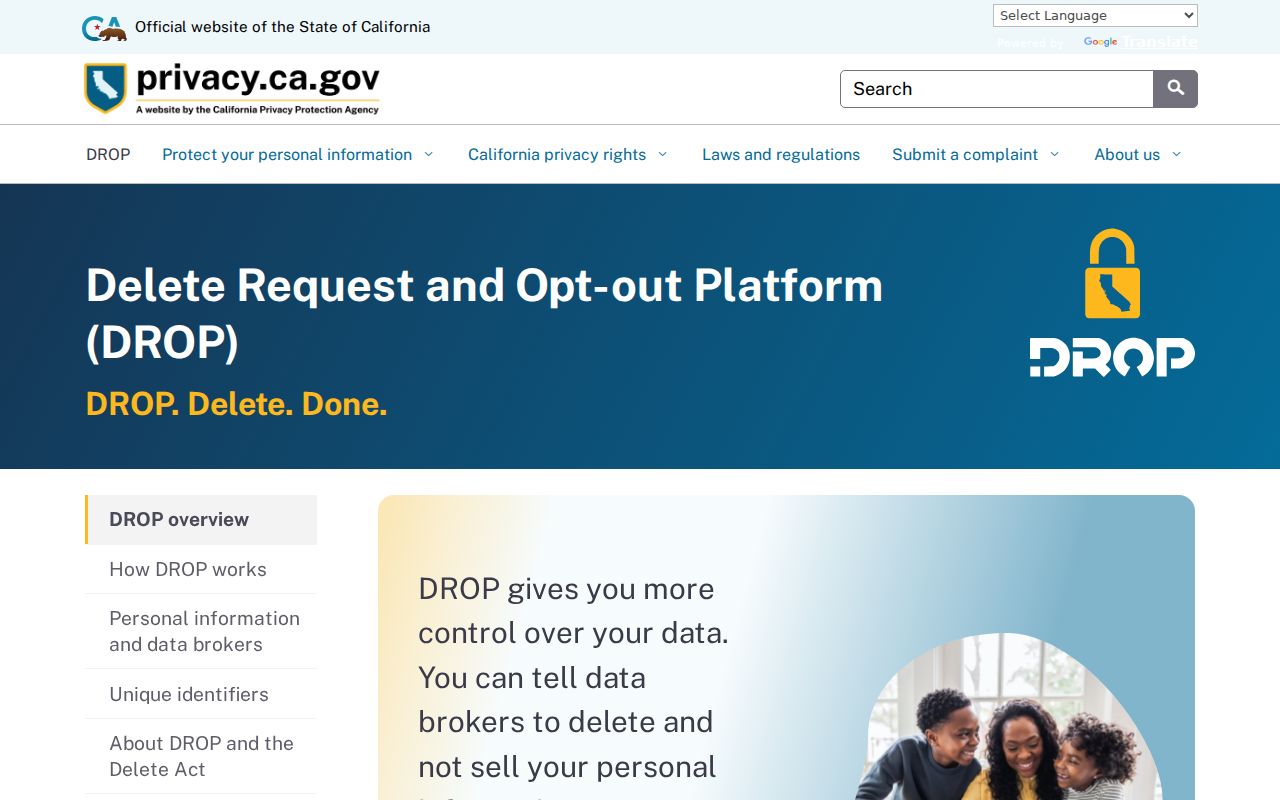Burbank residents directory view of California data deletion options