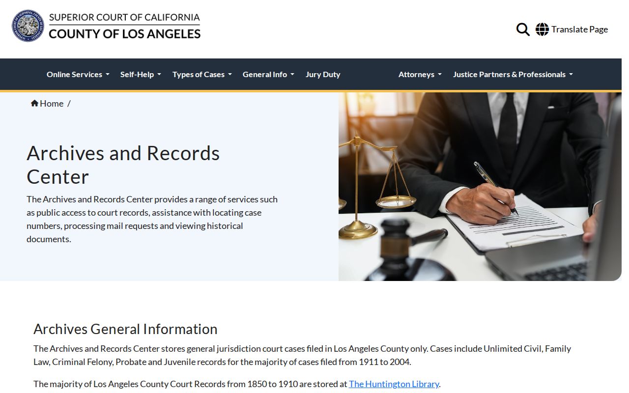 Burbank previous residents view of the Los Angeles court archives