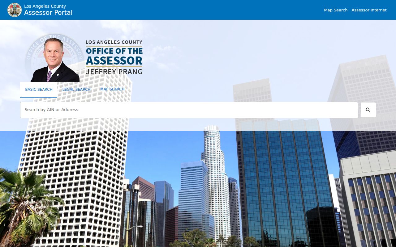 Burbank ZIP code directory view of the Los Angeles County assessor search